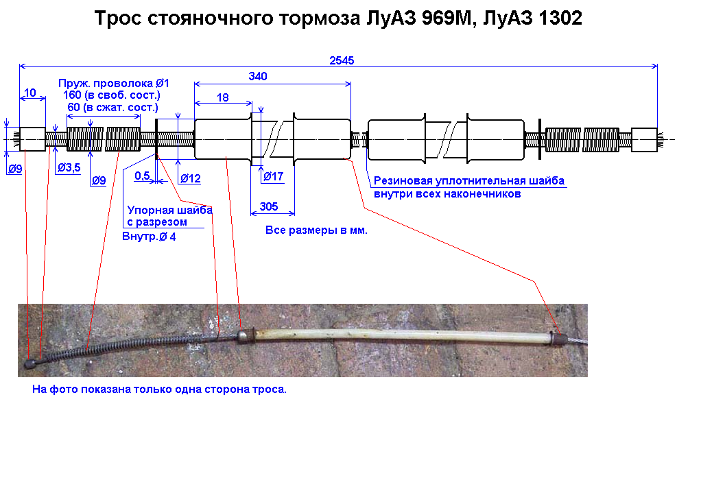 Трос ручника газель схема